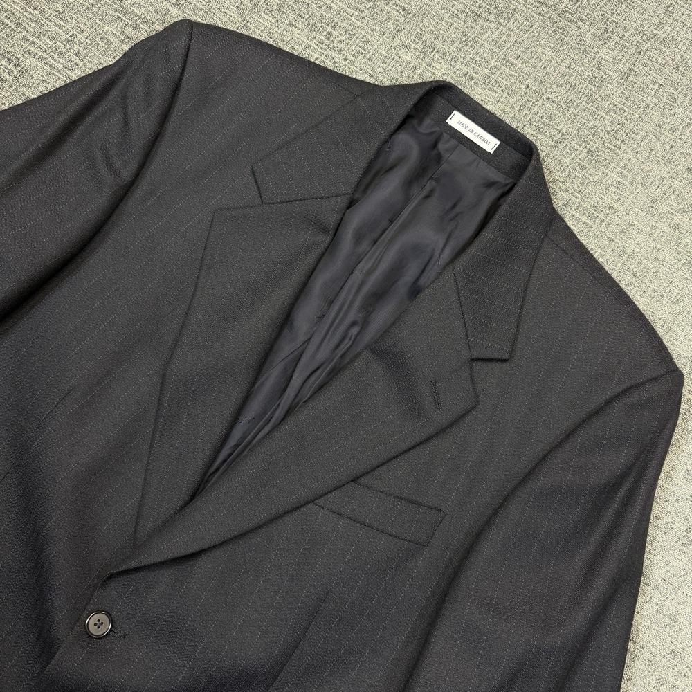 Yves Saint Laurent Blazer Mens 44R Wool Sport Coat Jacket Gray Pine Stripe Notch